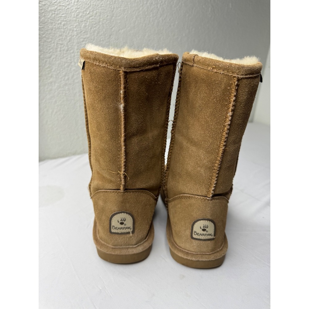 Bearpaw Elle Short Hickory Brown Suede Sheepskin Fur Lined Winter Boots Womens 8